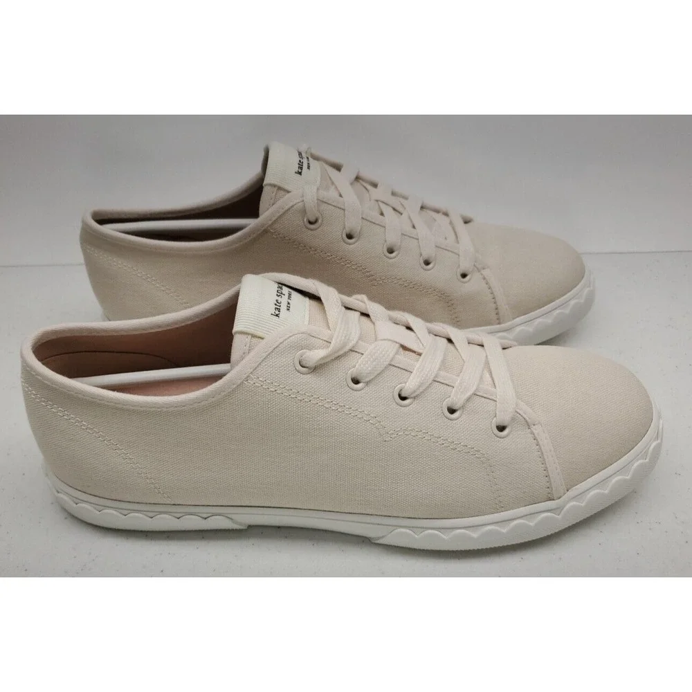 Kate‎ Spade Vale Canvas Sneakers Women's 9.5B Parchment Beige K3813 New/Blemish